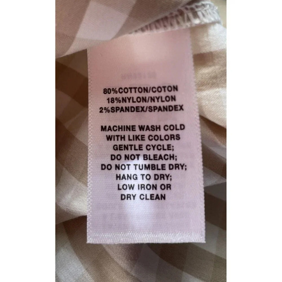 Lafayette 148 Brown White Gingham Button Up Shirt Blouse 3/4 Sleeve‎ Size P XS - Picture 6 of 6